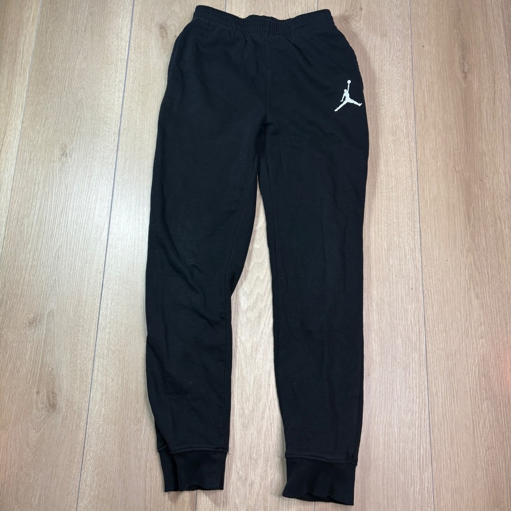 Jordan Youth Boys Black Jumpman Logo Fleece Jogger Sweatpants Size Large 12-13Y